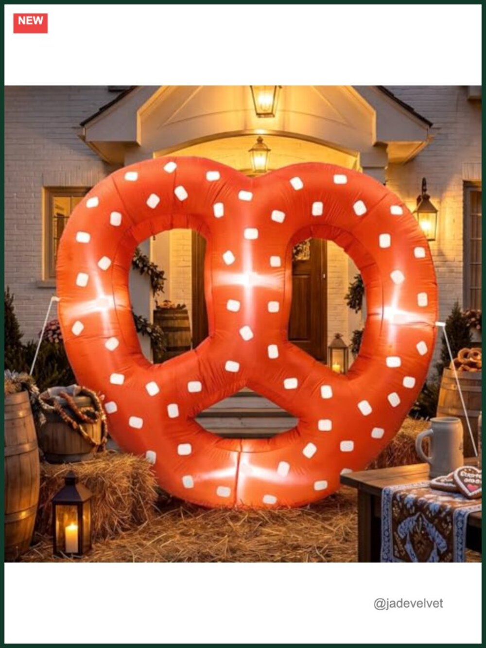 5.5FT Inflatable Pretzel Decoration LED Lighted Oktoberfest Beer Party Prop